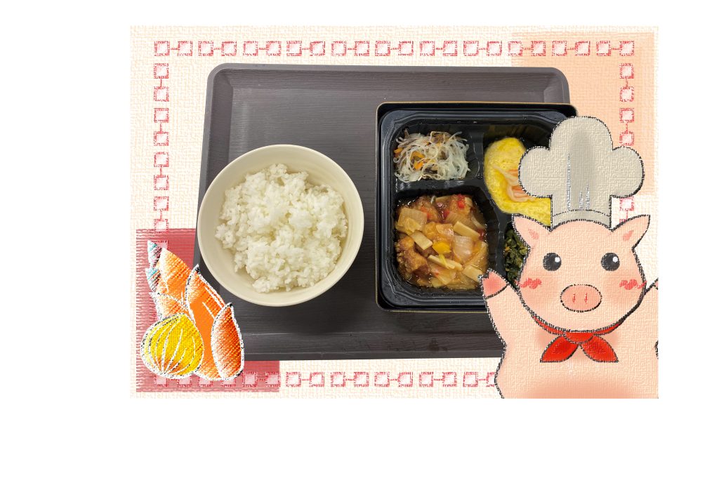 アクセスジョブ静岡で提供中のお弁当の写真（酢豚）